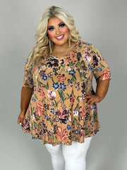 64 PSS {Somewhere In Between} Mocha Floral V-Neck Top EXTENDED PLUS SIZE 4X 5X 6X