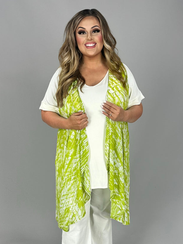 76 OT-D {Bamboo Forever} LIME Bamboo Print Vest ONE SIZE PLUS SIZE