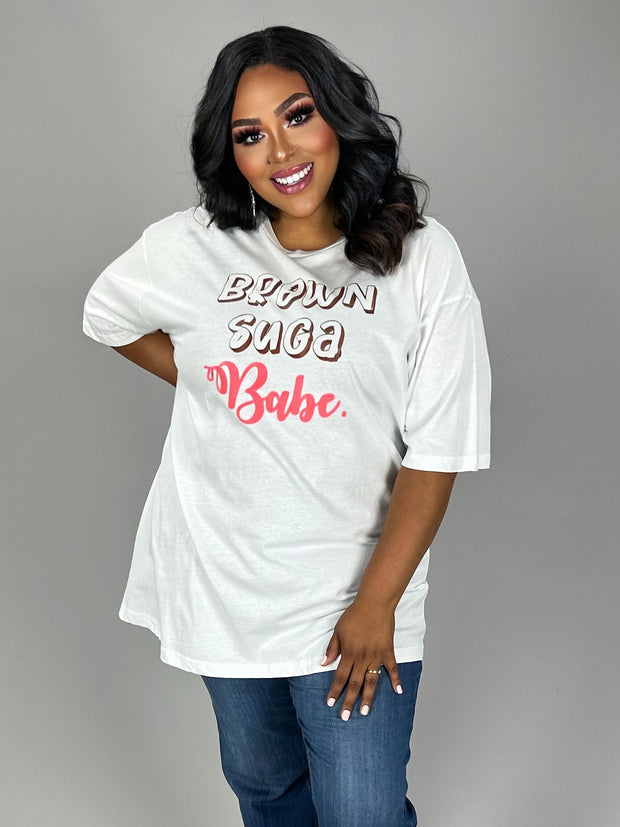 54 GT-G {Brown Suga Babe} Ivory Graphic Tee PLUS SIZE 1X 2X 3X