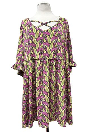 Plus Fuchsia Floral Paisley Tiered Top main image 1