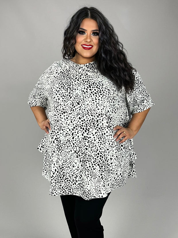 16 PSS {Hit Or Miss} Ivory/Black Dalmation Print Top  EXTENDED PLUS SIZE 4X 5X 6X