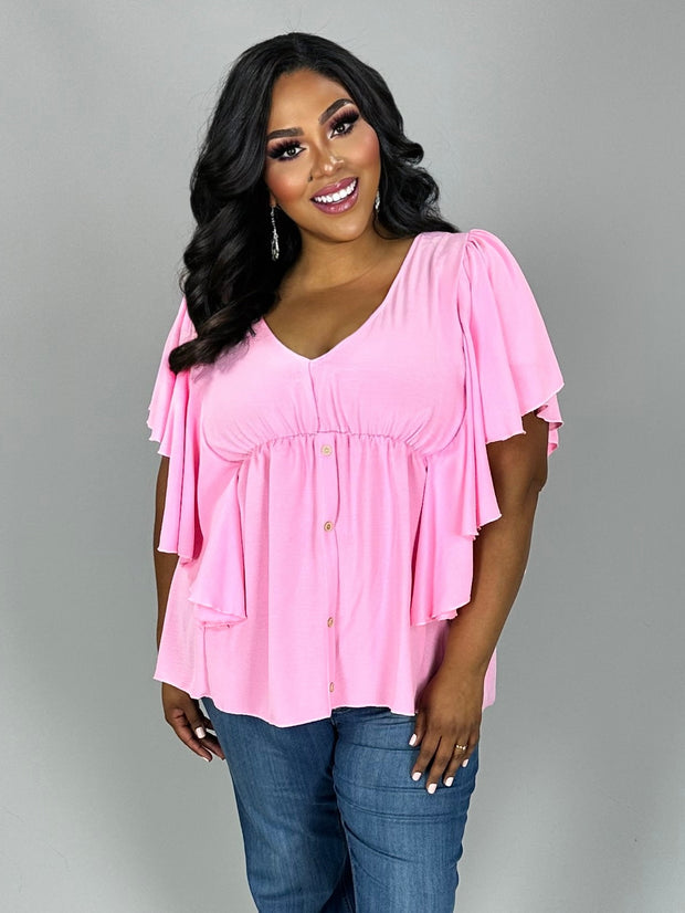 35 SD-Z {Euphoric Moment} Pink V-Neck Top PLUS SIZE 1X 2X 3X