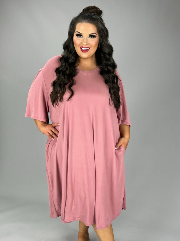 31 SSS {Have To Try} Baby Pink V-Neck Dress w/Pockets EXTENDED PLUS SIZE 3X 4X 5X