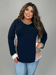67 HD-Z {The Lines Have It} Navy/Mixed Print Hoodie PLUS SIZE XL 2X 3X