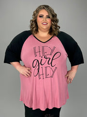13 GT {Hey Girl Hey} Pink/Black Graphic Tee CURVY BRAND!!!! EXTENDED PLUS SIZE XL 2X 3X 4X 5X 6X (May Size Down 1 Size)