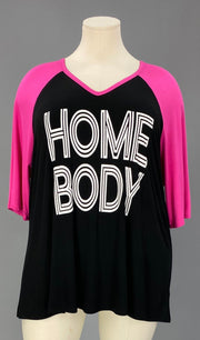 26 GT {Home Body 2} Black/Fuchsia Graphic Tee CURVY BRAND!!!  EXTENDED PLUS SIZE XL 2X 3X 4X 5X 6X {May Size Down 1 Size}