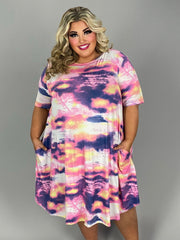 94 PSS {Outside The Lines} Purple Pink Tie Dye Dress EXTENDED PLUS SIZE 4X 5X 6X