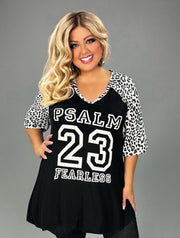 49 GT {Psalm 23} Black Leopard Graphic Tee CURVY BRAND!!!  EXTENDED PLUS SIZE XL 2X 3X 4X 5X 6X (May Size Down 1 Size)