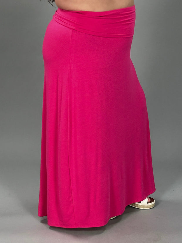 BT-F {Cheer You On} Hot Pink Maxi Skirt  PLUS SIZE 1X 2X 3X