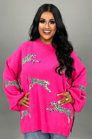 29 SD {Cheetah Love} Hot Pink Cheetah Sweater PLUS SIZE XL 1X 2X