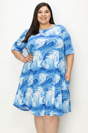 24 PSS {My Big Break} Royal Blue Marble Print Dress EXTENDED PLUS SIZE 4X 5X 6X