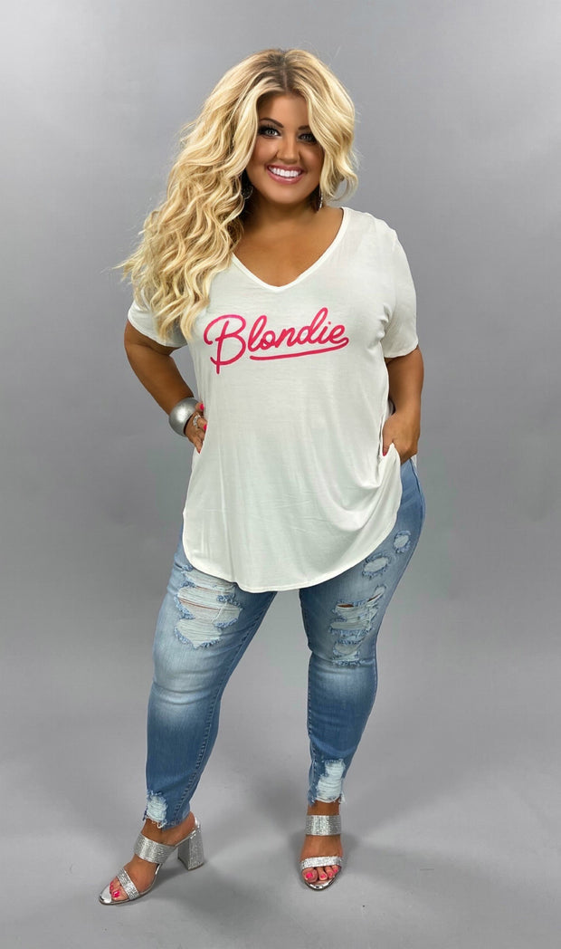 GT-H {Playful Personality} Ivory V-Neck "Blondie" Tee