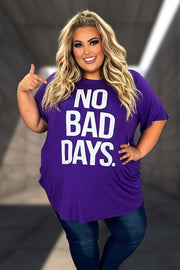 98 GT-Y {No Bad Days} Purple Graphic Tee CURVY BRAND!!!  EXTENDED PLUS SIZE XL 2X 3X 4X 5X 6X (May Size Down 1 Size)
