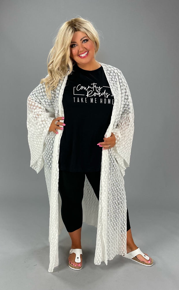 LD-P {Drawn To Lace} Ivory Lace Duster PLUS SIZE XL 2X 3X