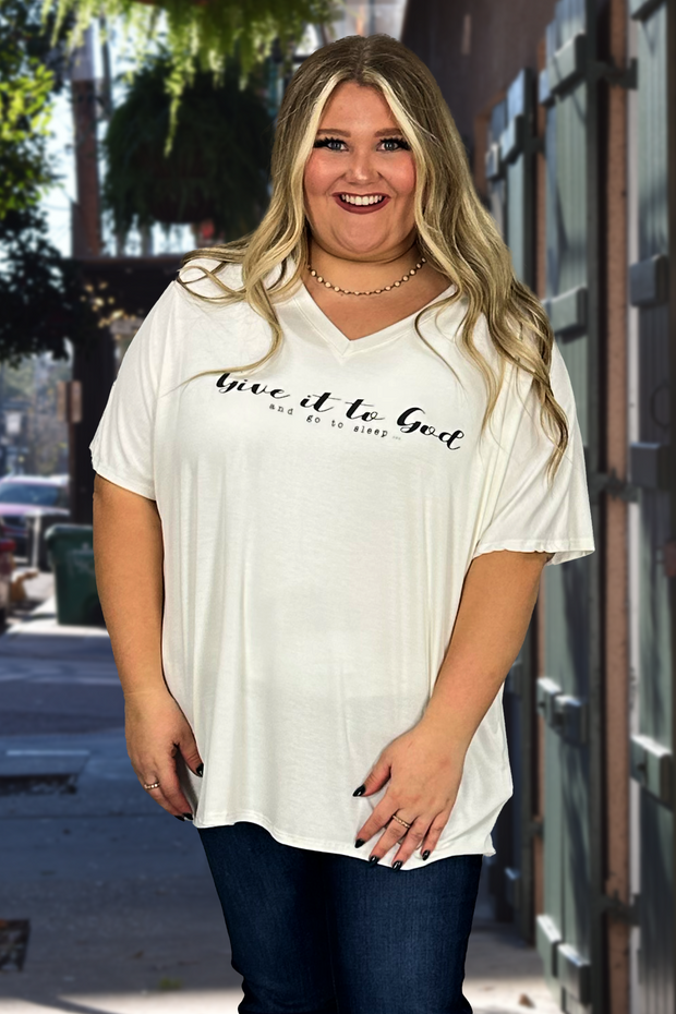 57 GT-A {Give It To God} Ivory V-Neck Tee PLUS SIZE 1X 2X 3X