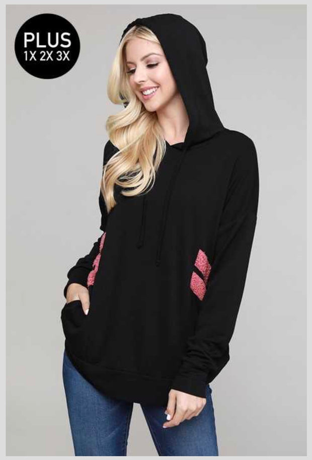 HD-Y {Just So You Know} Black Hoodie with Mauve Detail