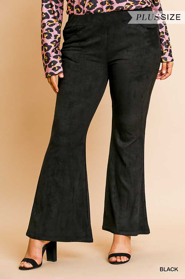 LEG-O {Could Be Yours} "UMGEE" Black  Suede Wide Leg Pants PLUS SIZE