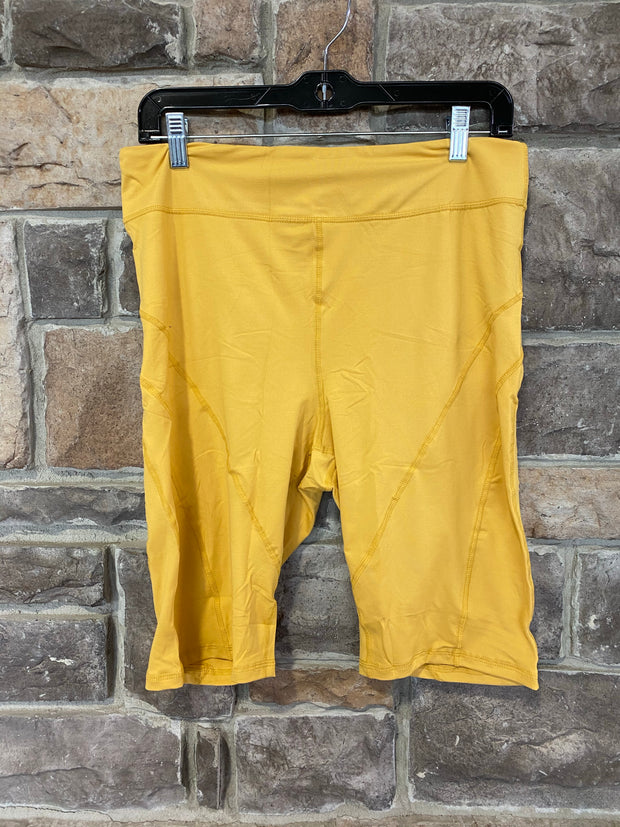 LEG-115 {Must Ride} Mustard Bike Shorts W/ Back Key Pocket PLUS SIZE 1X 2X 3X
