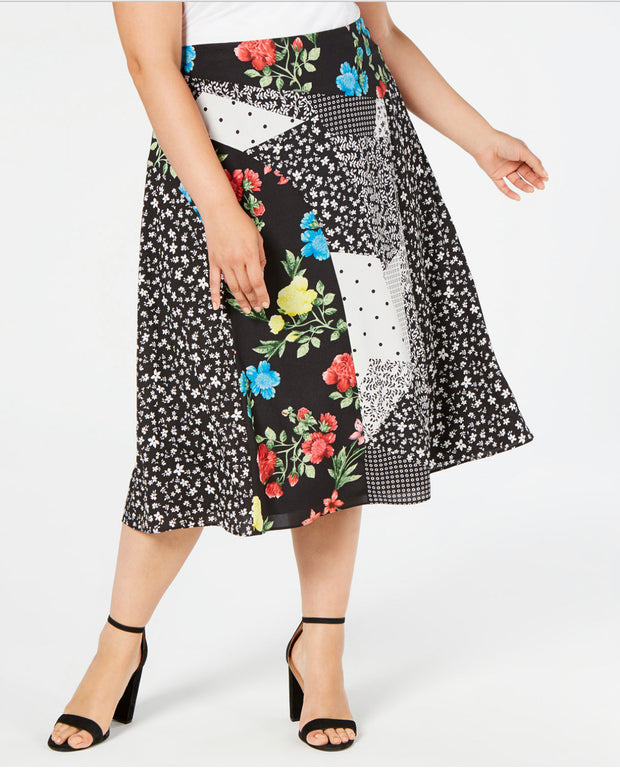 BT-A  M-109 {Calvin Klein} Plus Size Mixed-Print Skirt RETAILS $99.50 PLUS SIZE 20W