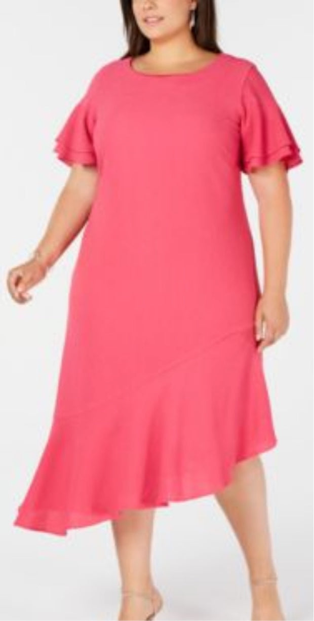LD-D  M-109 {Alfani} Pink Ruffled Dress Retail $109.50  PLUS SIZE 16W 18W 28W