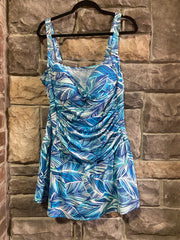 SWIM-N {Emerald Bay} Blue Leaf Print One Piece Swimsuit PLUS SIZE 18 20 22 24