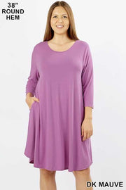 50 SQ-F (Simply Cute) Solid Lilac Tunic with Pockets 1X 2X 3X Plus Size