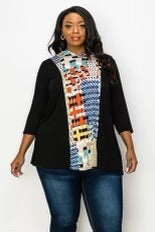 34 HD-N {Rock The Runway} Black/Mulit-Color Print Hoodie CURVY BRAND!!!  EXTENDED PLUS SIZE 4X 5X 6X (May Size Down 1 Size)