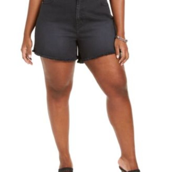 BT-F  M-109  {Celebrity Pink} Black Frayed Shorts Retail $39.00 PLUS SIZE 16W