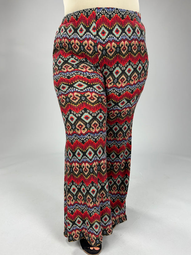 BT-Z {Stand & Deliver} Black Geo Print Bell Bottom Pants PLUS SIZE 1X 2X 3X