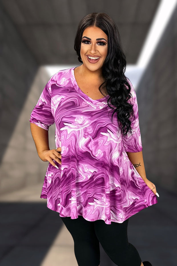 45 PSS {Hopeful Love} Purple Tie Dye V-Neck Top EXTENDED PLUS SIZE 3X 4X 5X