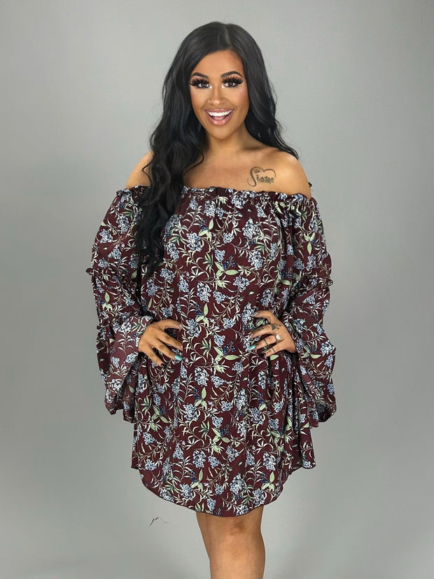 64 OS {Remember This Feeling} Burgundy Floral Top PLUS SIZE 1X 2X 3X