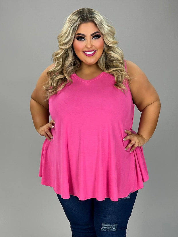 25 SV {Trendy In Color} Pink V-Neck Rounded Hem Top EXTENDED PLUS SIZE 4X 5X 6X