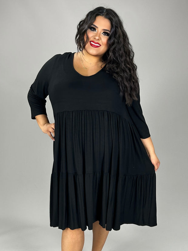 84 SQ {My Natural State} Black V-Neck Tiered Dress PLUS SIZE 3X