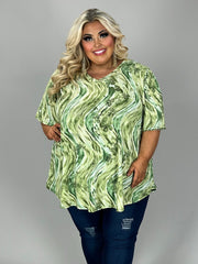 12 PSS {A Little Sparkle Never Hurt} Green Floral V-Neck Top EXTENDED PLUS SIZE 3X 4X 5X (True To Size)