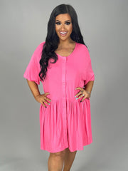 26 SSS {Keeping It Light} Coral Pink Button Up Babydoll Tunic PLUS SIZE 1X 2X 3X