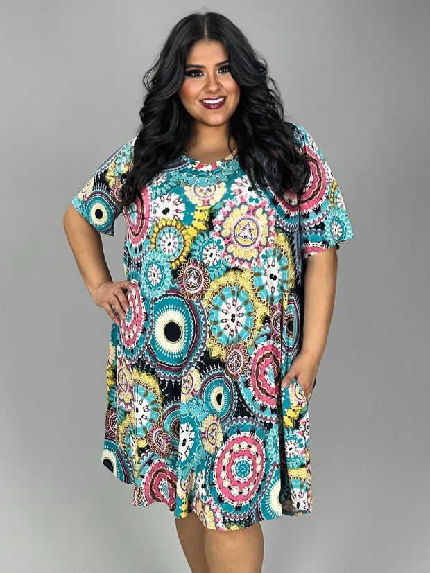 14 PSS-D {Only The Best For Me} Mint Mandala Print Dress EXTENDED PLUS SIZE 3X 4X 5X