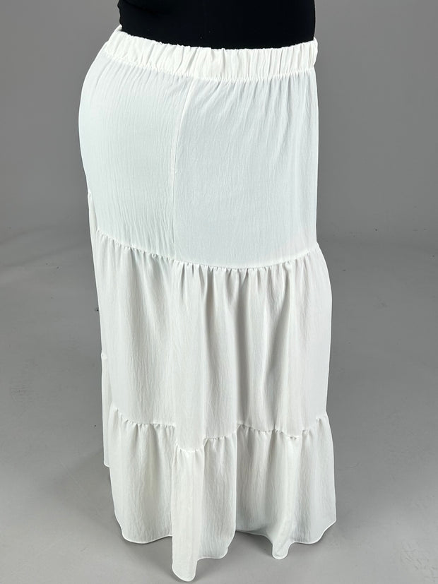 BT-L {Downright Delightful} Ivory Tiered Skirt PLUS SIZE 1X 2X 3X