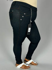 BT-V Denim Jeggings with Rhinestone Buttons