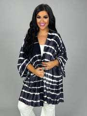 15 OT-B {Set In Motion} Charcoal Gray Tie Dye Kimono PLUS SIZE 1X 2X 3X