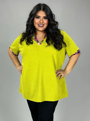 29 CP {Perfect Balance} Pistachio Textured Top w/Floral Trim PLUS SIZE 1X 2X 3X