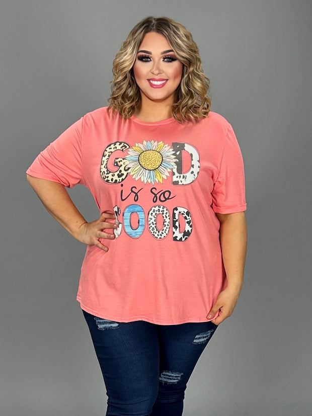 15 GT {God Is So Good} Coral Graphic Tee PLUS SIZE 3X