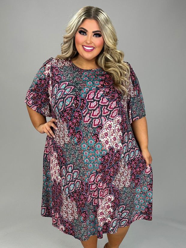 11 PSS {Worth Talking About} Magenta/Multi-Color Floral Dress EXTENDED PLUS SIZE 3X 4X 5X