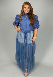 LD-I {Truly The Best} Denim Blue Tulle Bottom Top PLUS SIZE 1X 2X 3X