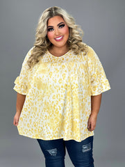 63 PSS {Stealing Sights} Yellow Leopard Empire V-Neck Top EXTENDED PLUS SIZE XL 2X 3X 4X 5X 6X