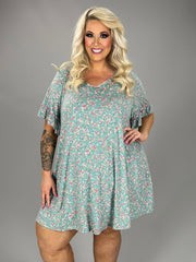 49 PSS-D {Easy To Love} Teal Floral Soft Dress PLUS SIZE 1X 2X 3X