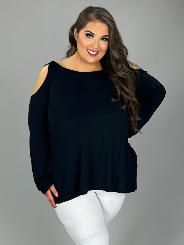 34 OS {A New Twist} Black Twist Shoulder Top PLUS SIZE 1X 2X 3X