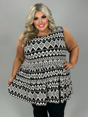 56 SV {Ready To Be Famous} Black Tribal Print Tiered Top EXTENDED PLUS SIZE 3X 4X 5X