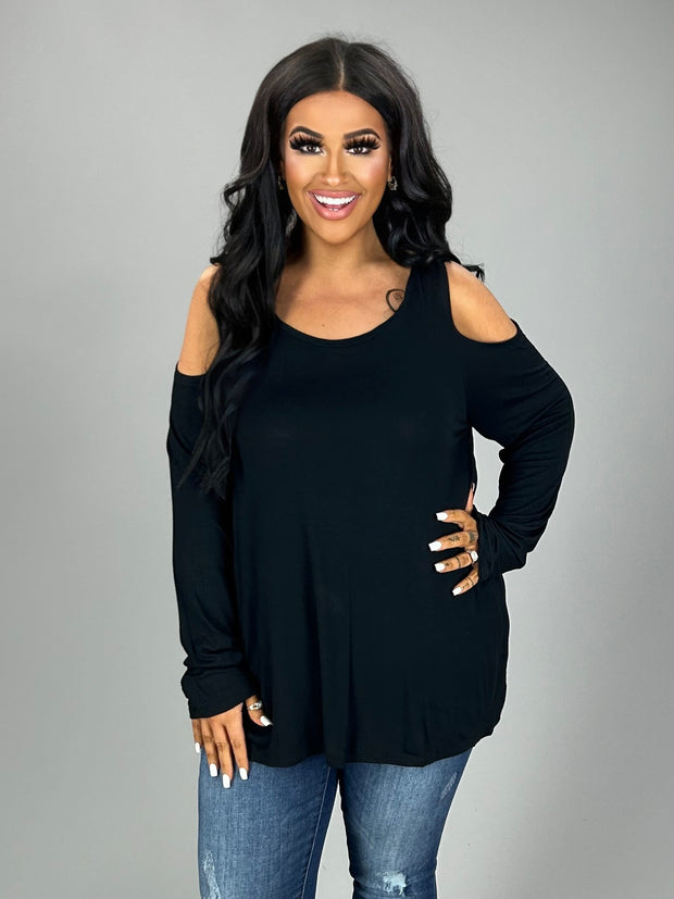 34 OS {A New Twist} Black Twist Shoulder Top PLUS SIZE 1X 2X 3X