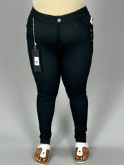 BT-V Denim Jeggings with Rhinestone Buttons