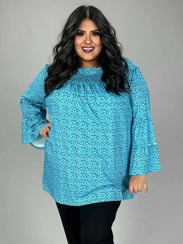 19 OS {These Are The Best} Blue Dalmation Print Top PLUS SIZE 3X